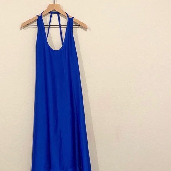 🦋 SOLD BCBG MAXAZRIA SILK LIKE BLUE MAXI DRESS 🦋 - Picture 5 of 6